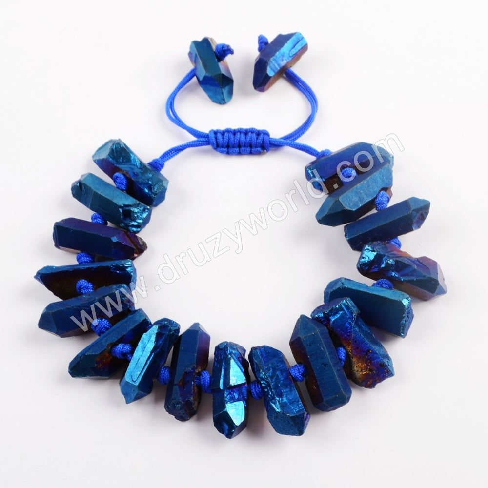Blue Crystal Cluster Adjustable Bracelet WX1147