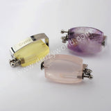 Natural Multi-kind Stones Perfume Bottle Pendant Silver Plated WX1303