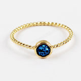 Small Round 4mm Gold Plated Natural Agate Titanium Rainbow Druzy Bezel Ring ZG0284