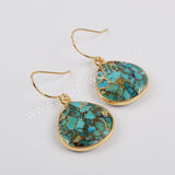 Gold Plated Copper Turquoise Teardrop Earrings G1858