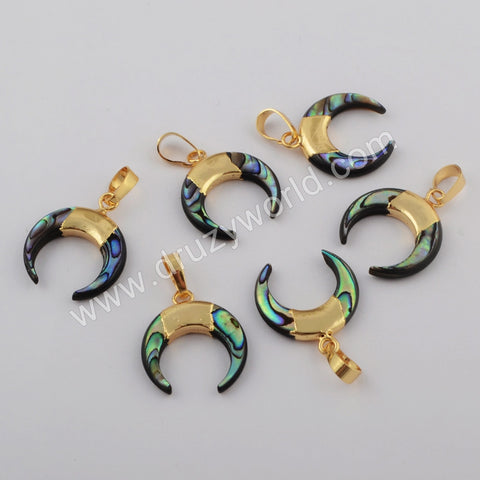 Crescent Gold Plated Abalone Shell Pendant G1769