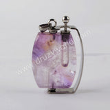 Natural Multi-kind Stones Perfume Bottle Pendant Silver Plated WX1303