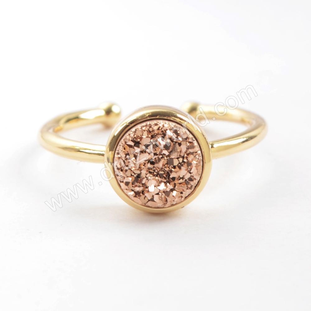 Rose Gold Druzy With Gold Plated