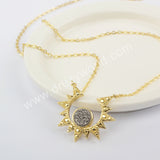 18" Natural Agate Titanium Druzy Necklace For Women, Gold Plated CZ Star Necklace ZG0439