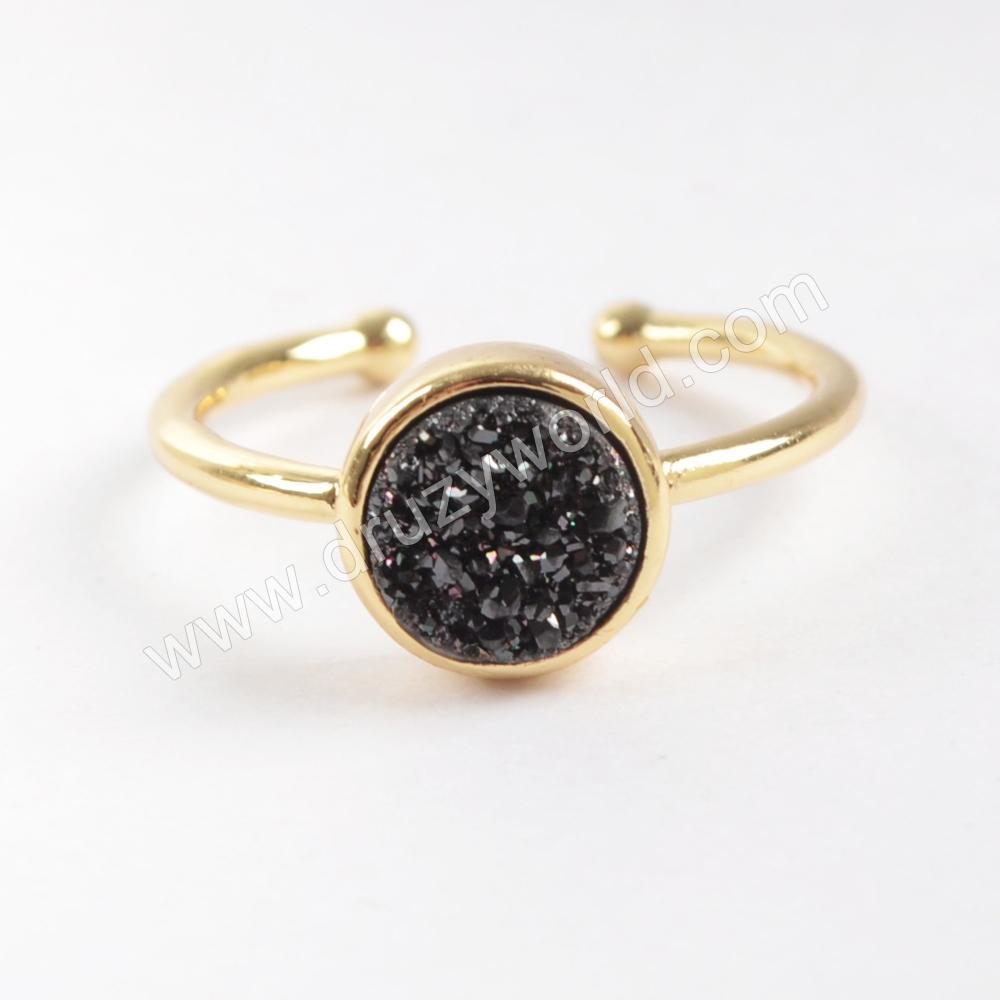 Black Druzy Agate Ring