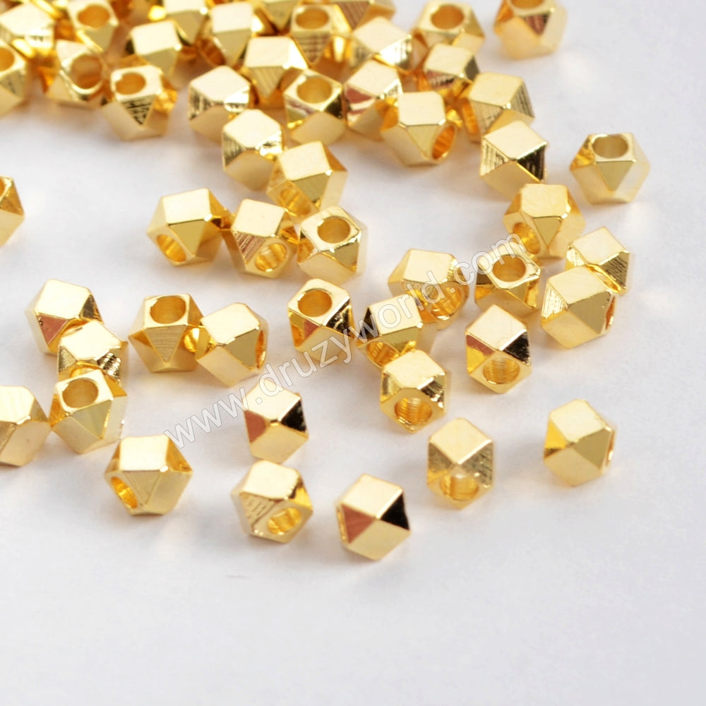 50pcs Gold Plated Brass Dodecahedron Bead PJ104