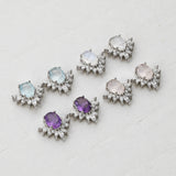 S925 Sterling Silver Moonstone Stud Earrings Zircon Studs, Healing Crystal Jewelry Earrings SS222ES