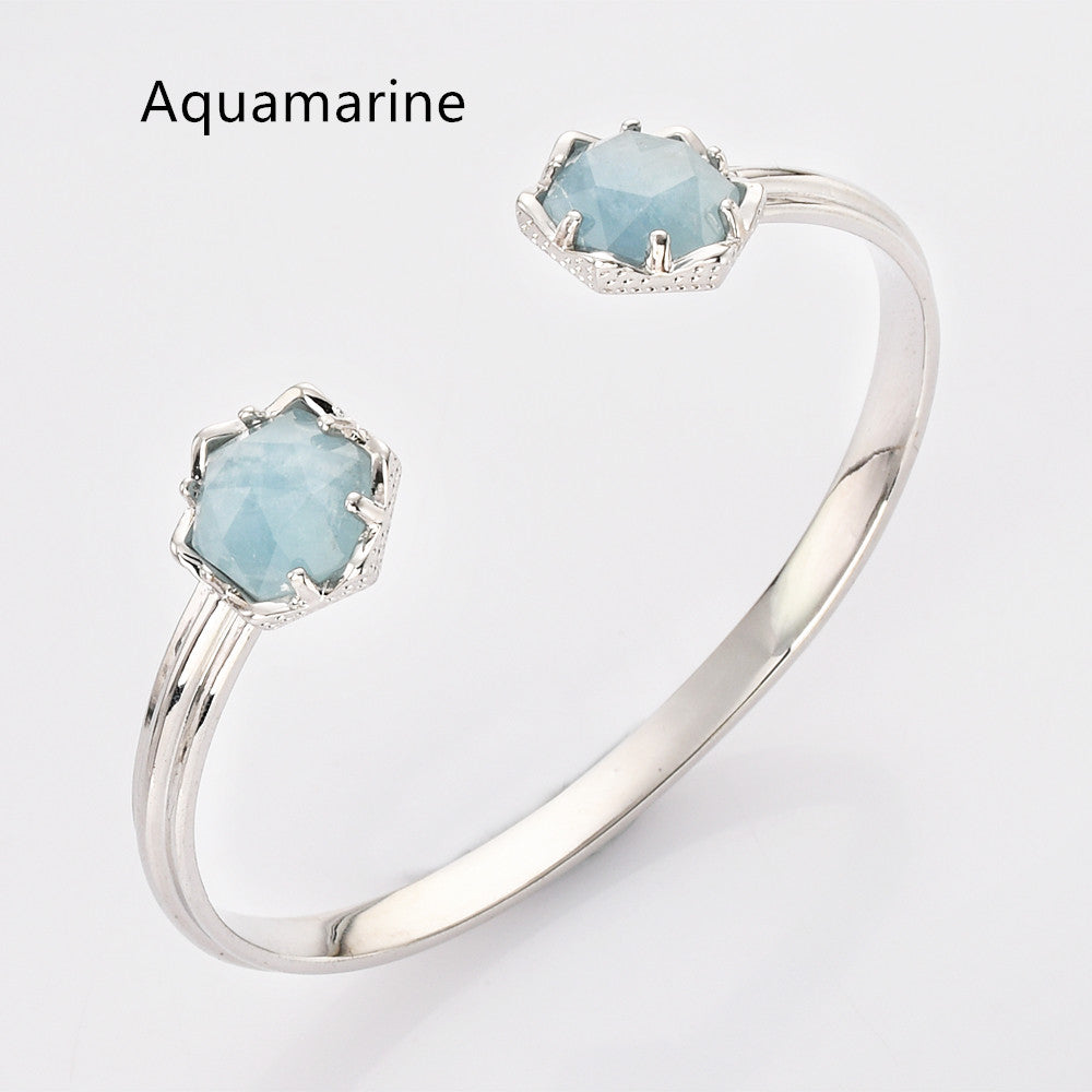 silver aquamarine bracelet