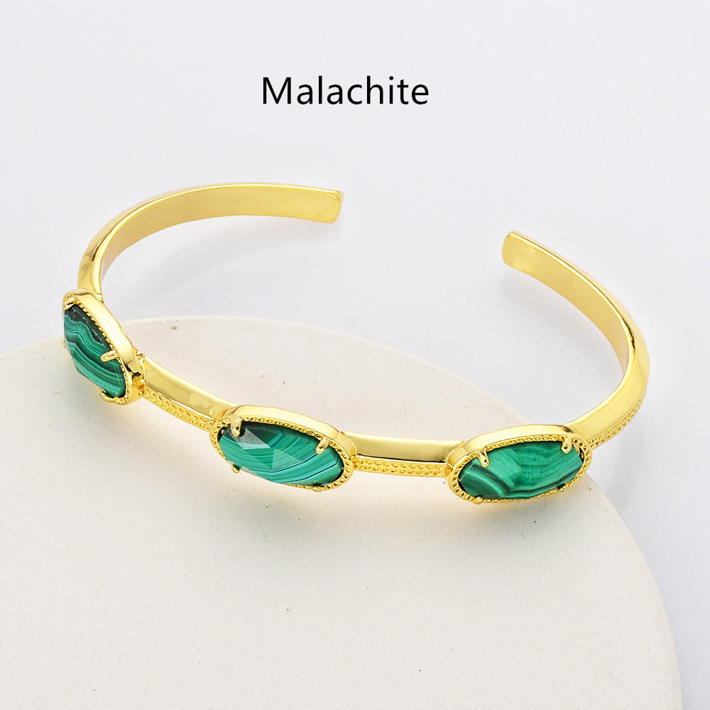 gold malachite cuff bracelet