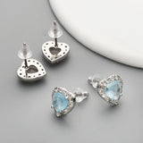 S925 Sterling Silver CZ Heart Gemstone Stud Earrings, Dainty Earrings, Healing Crystal Jewelry SS213ES