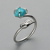 Silver Plated Claw Wing & Raw Crystal Ring, Adjustable, Gemstone Ring, Birthstone Ring, Healing Jewelry ZS0489