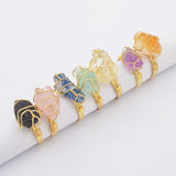 Natural Gemstone Wire Wrap Gold Ring WX1796