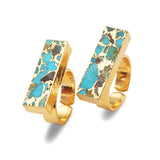 Rectangle Gold Plated Copper Turquoise Ring G1542