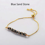 Gold Plated Wire Wrap Gemstone Crystal Faceted Beads Adjustable Bracelet Handmade Jewelry WX2082