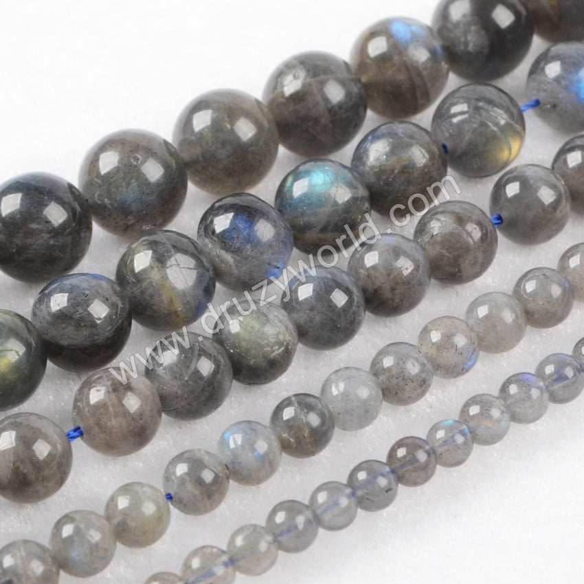 4mm/6mm/8mm/10mm/12mm Round Natural Labradorite Loose Beads LS003