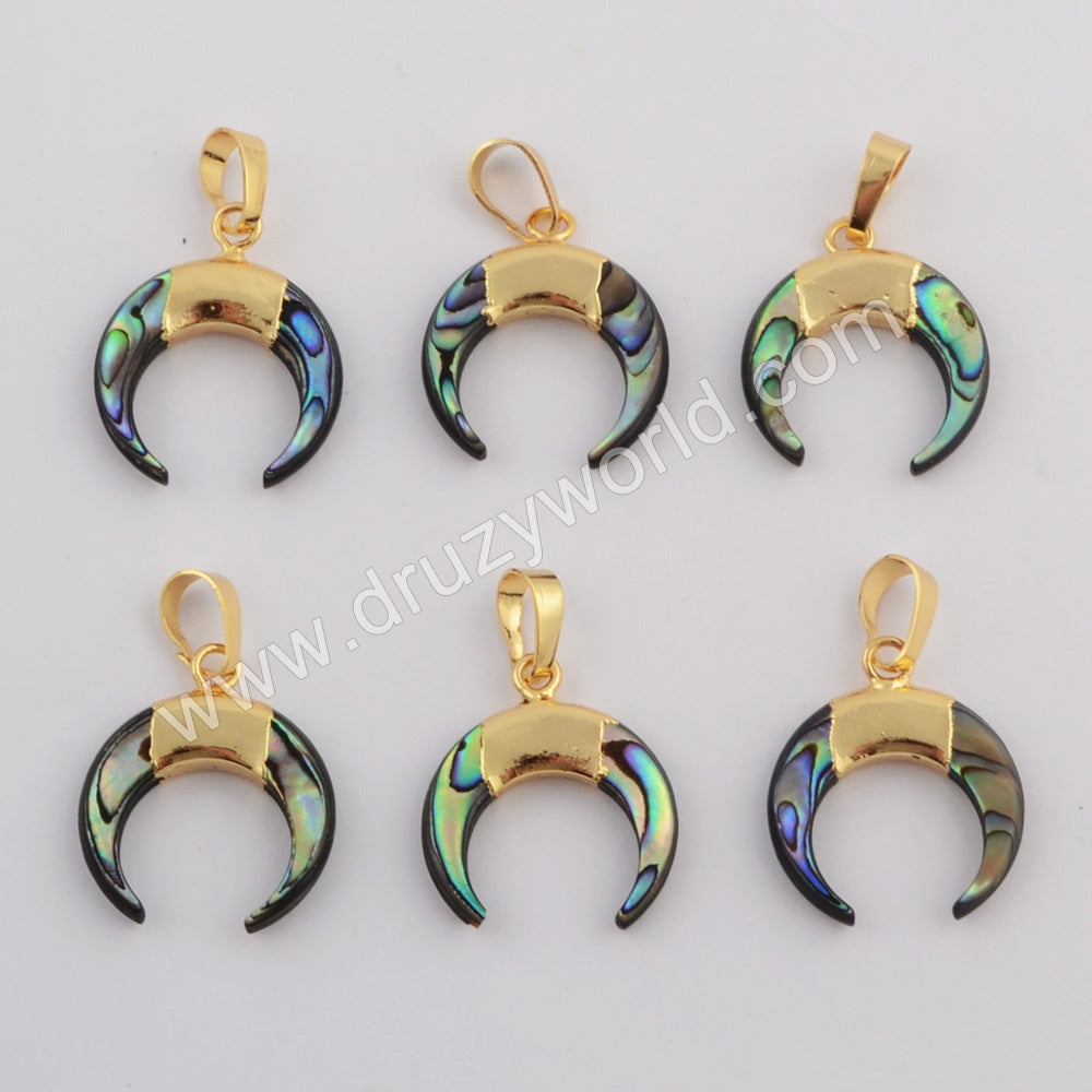 Crescent Gold Plated Abalone Shell Pendant G1769