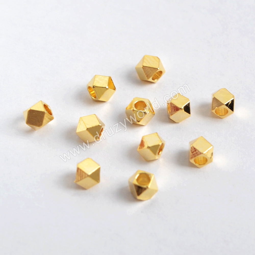 50pcs Gold Plated Brass Dodecahedron Bead PJ104