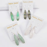 Long Teardrop Multi-kind Stone Faceted Earrings For Women Silver Plated S1524-E