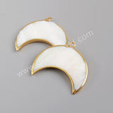Crescent Gold Plated White Shell Charm G1726