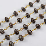 5m/lot,8x5mm Roundel Snow Jasper Faceted Beads Wire Wrapped Rosary Chain JT181