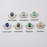 Silver Plated Multi-kind Stones Faceted Charm WX1532