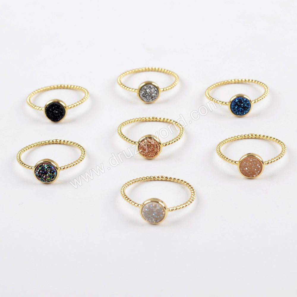 Gold Plated Druzy Ring,Rings Jewelry Women