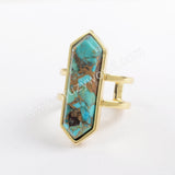 Bezel Copper Turquoise Open Ring Natural Turquoise Rings Gold Pated ZG0378