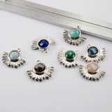 Silver Plated Multi-kind Stones Faceted Charm WX1532