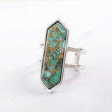 Bezel Copper Turquoise Open Ring Natural Turquoise Rings Gold Pated ZG0378