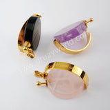 Natural Multi-kind Stones Perfume Bottle Pendant Gold Plated WX1304