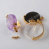 Natural Multi-kind Stones Perfume Bottle Pendant Gold Plated WX1304