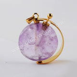 Natural Multi-kind Stones Perfume Bottle Pendant Gold Plated WX1304