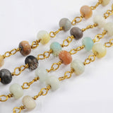 5m/lot,6x4mm Roundel Multi-Color Amazonite Beads Wire Wrapped Rosary Chain JT182