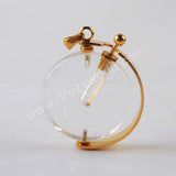 Natural Multi-kind Stones Perfume Bottle Pendant Gold Plated WX1304