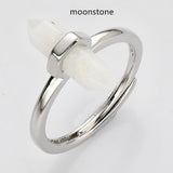 Silver Hexagon Point Multi-kind Stone Ring, Adjustable, Gemstone Ring Jewelry WX2207