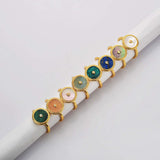 Adjustable Round Gold Plated Natural Gemstone Ring Healing Crystal Rings WX2084