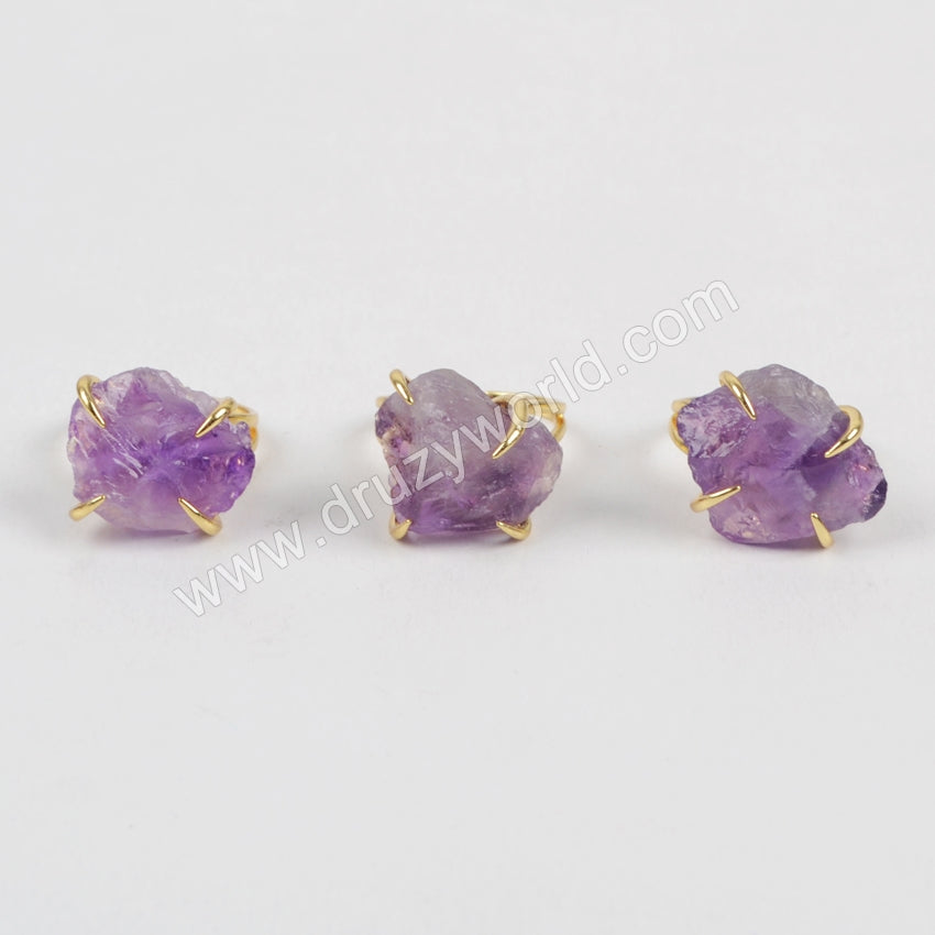 gold claw amethyst ring