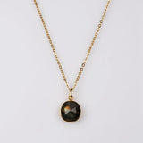 Small Round Gold Bezel Briolette Gemstone Pendant Natural Labradorite Moonstone Copper Turquoise Healing Crystal Pendants Necklace ZG0471