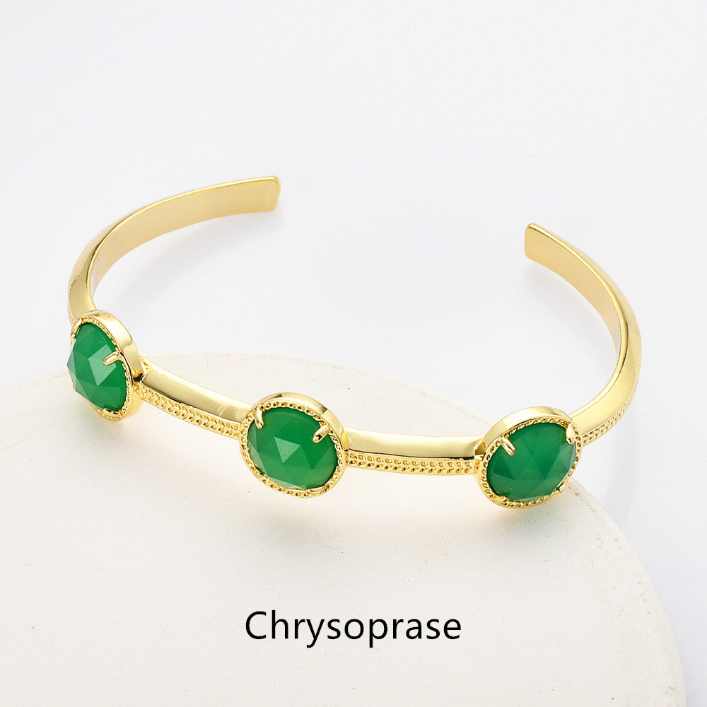 chrysoprase bracelet, 3 stone bracelet