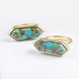 Hexagon Gold Plated Bezel Copper Turquoise Ring ZG0379