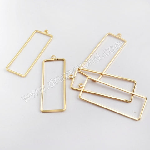 10pcs Gold Plated Brass Rectangle Charm Findings PJ124