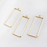 10pcs Gold Plated Brass Rectangle Charm Findings PJ124