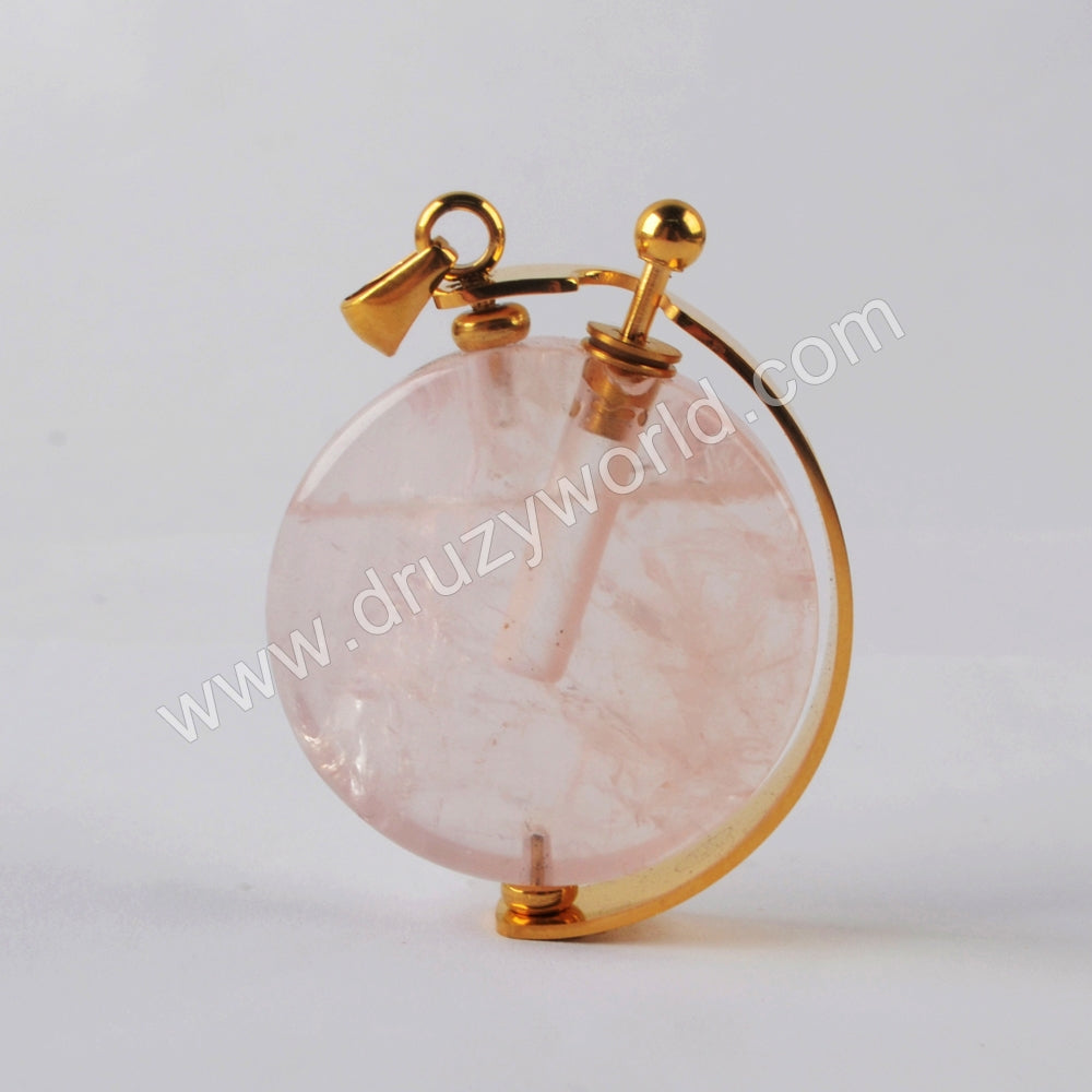 Natural Multi-kind Stones Perfume Bottle Pendant Gold Plated WX1304