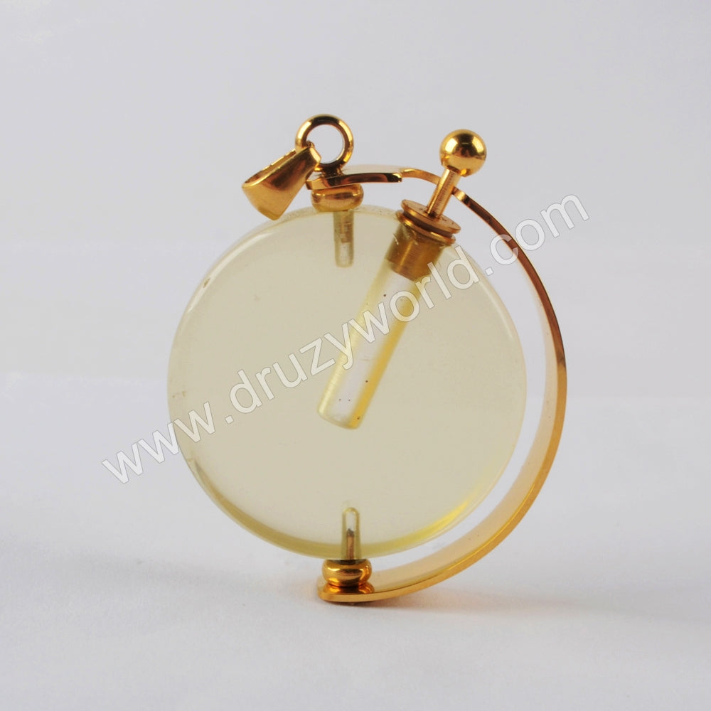 Natural Multi-kind Stones Perfume Bottle Pendant Gold Plated WX1304