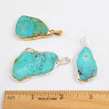 Natural Turquoise Slice Pendant Fashion Jewelry Making Silver Plated S1727