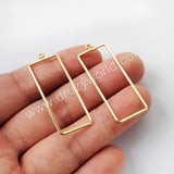 10pcs Gold Plated Brass Rectangle Charm Findings PJ124