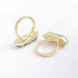 Hexagon Gold Plated Bezel Copper Turquoise Ring ZG0379