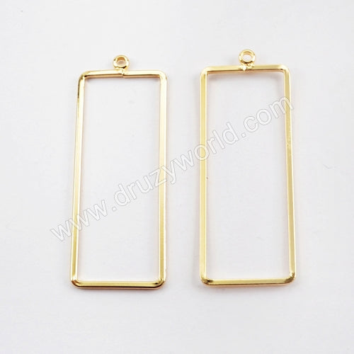 10pcs Gold Plated Brass Rectangle Charm Findings PJ124