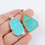 Natural Turquoise Slice Pendant Fashion Jewelry Making Silver Plated S1727