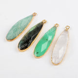 Teardrop Gold Plated White Quartz Crystal Faceted Charm G1524